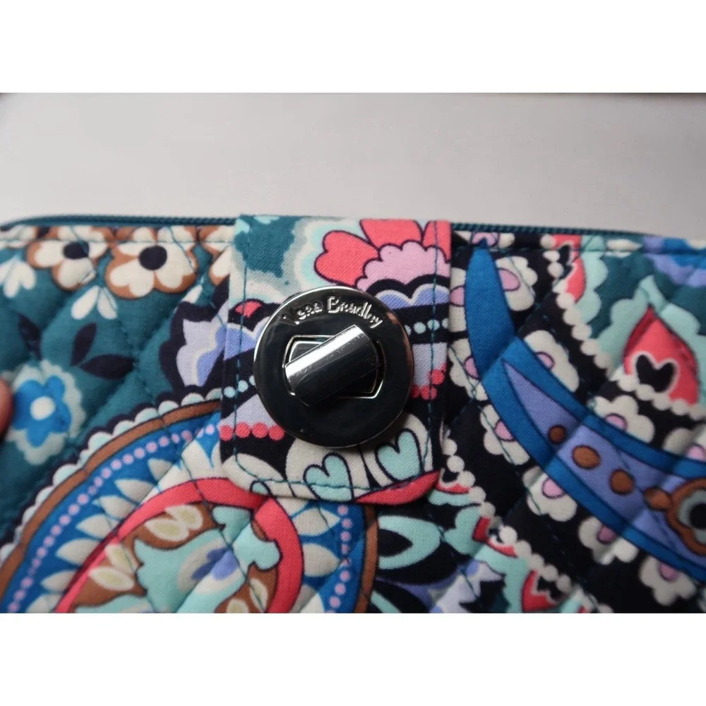 Vera Bradley RFID Turnlock Wallet Haymarket Paisley Jewel Quilted Zip Floral NWT